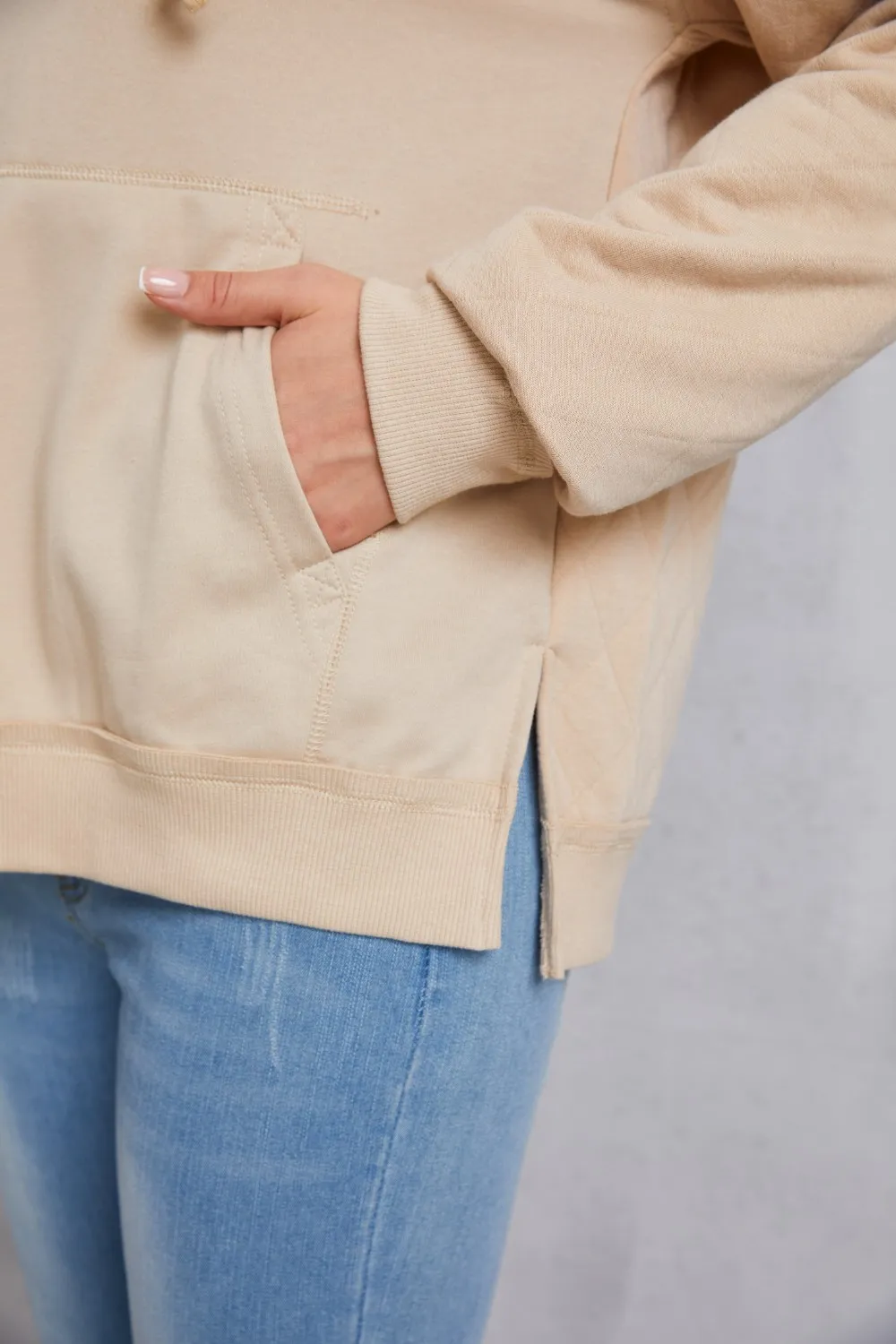 Drawstring Kangaroo Pocket Dropped Shoulder Hoodie, image 8
