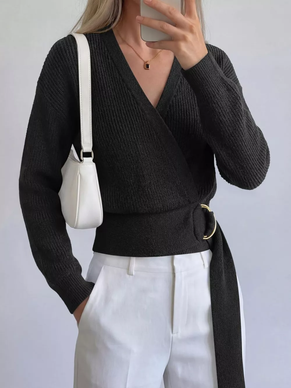 Metal Ring Detail Dropped Shoulder Sweater, image 11