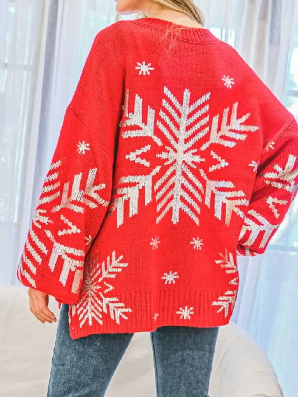 Christmas Snowflake Long Sleeve Sweater, image 9