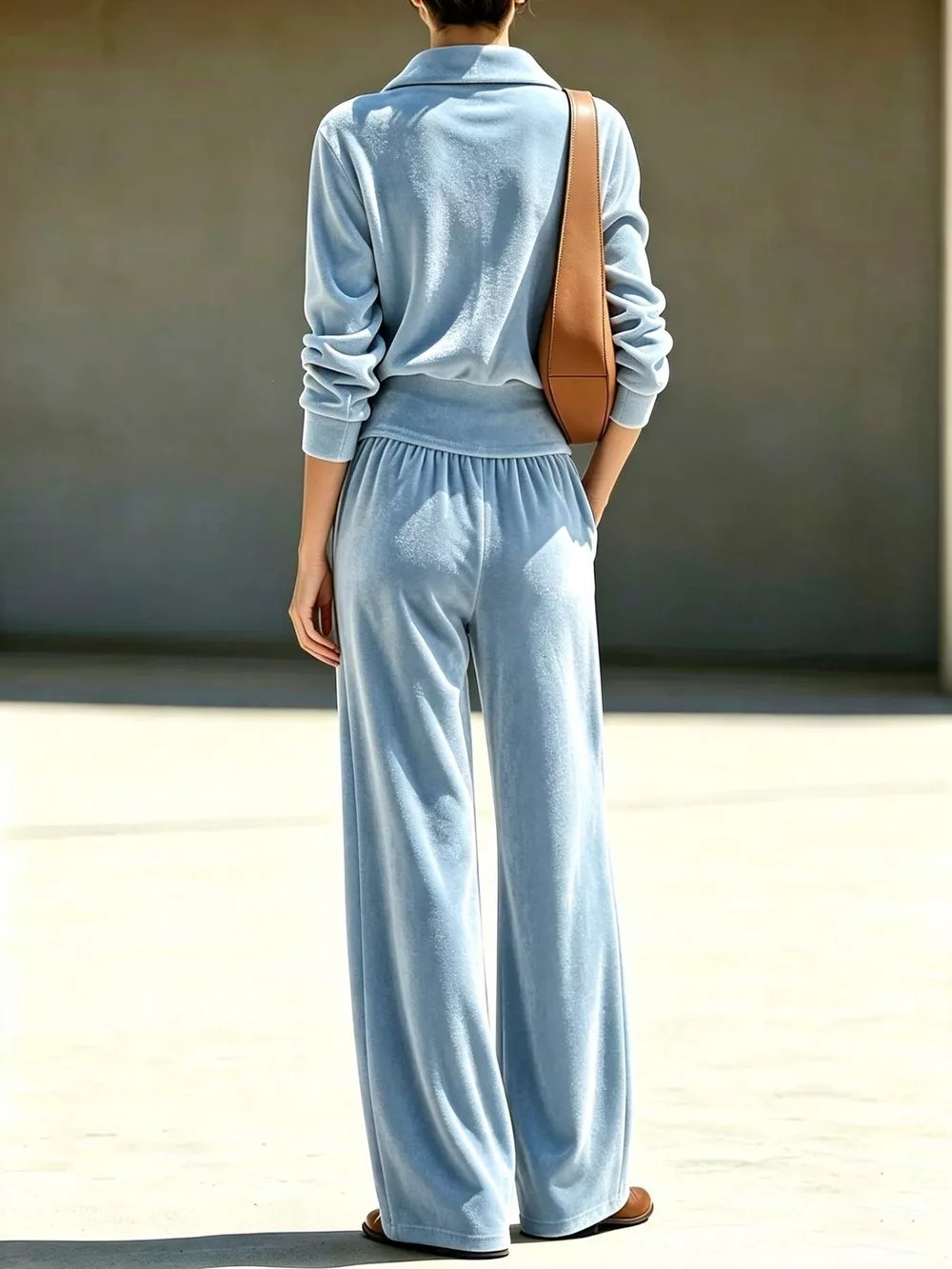 Full Size Half Zip Sweatshirt and Wide-Leg Pants Set Plus Size, image 15