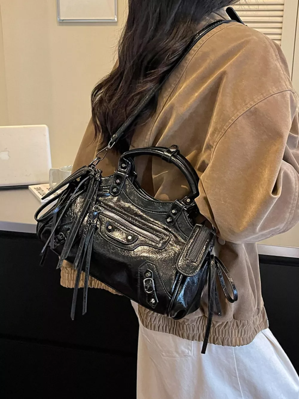 Tassel Leather Handbag, image 5