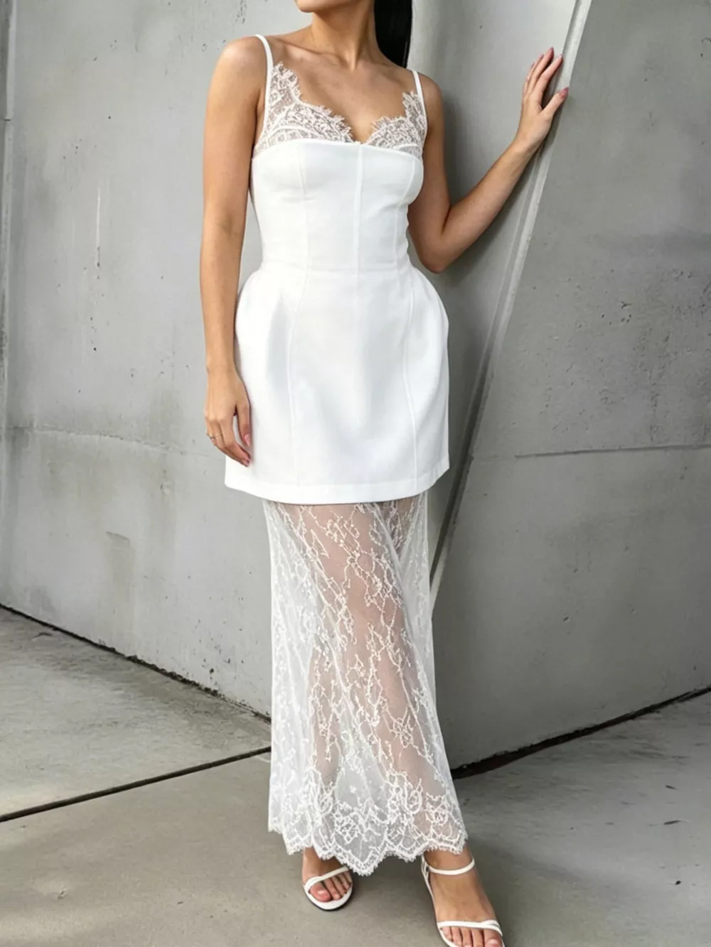Lace Corset Mini Dress Set with Sheer Overlay, image 23