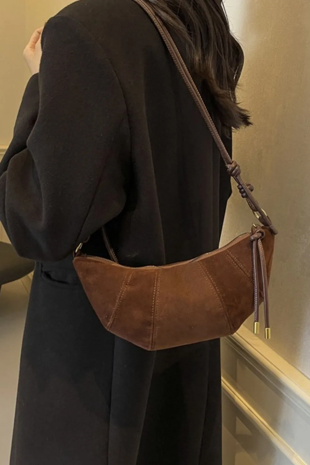 PU Leather Strap Suede Shoulder Bag, image 18
