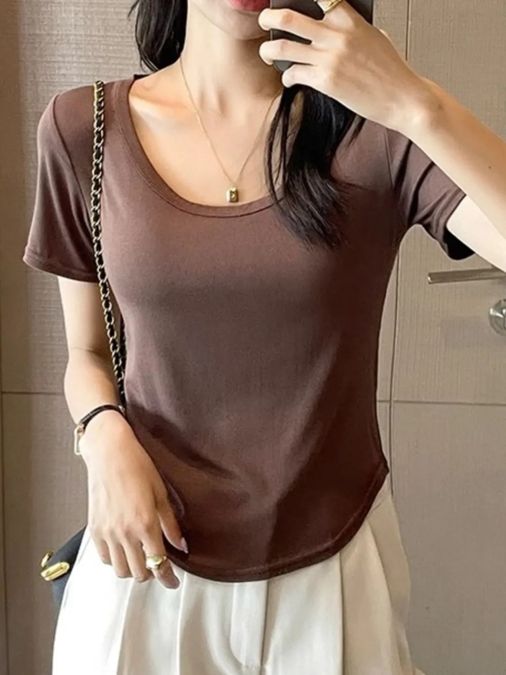 Plus Size Round Neck Short Sleeve T-Shirt, image 15