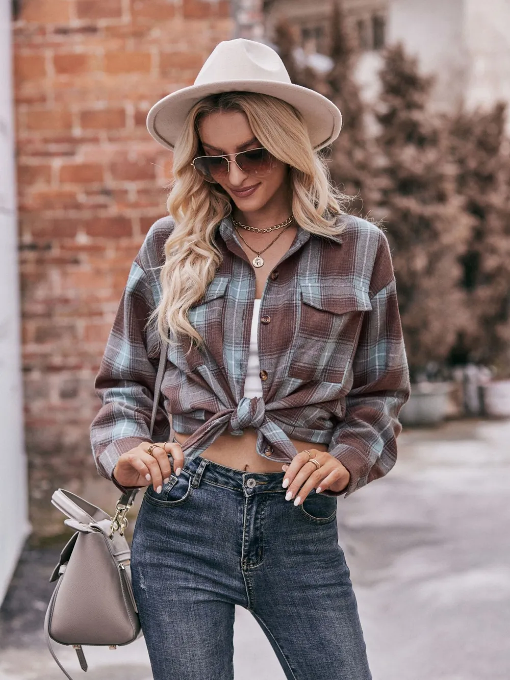Plaid Button-Down Long Sleeve Shirt, image 7