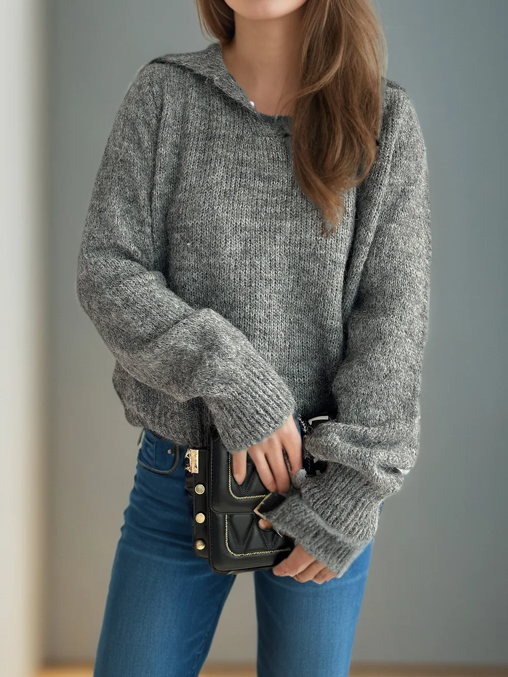 Collared Neck Long Sleeve Sweater, image 9