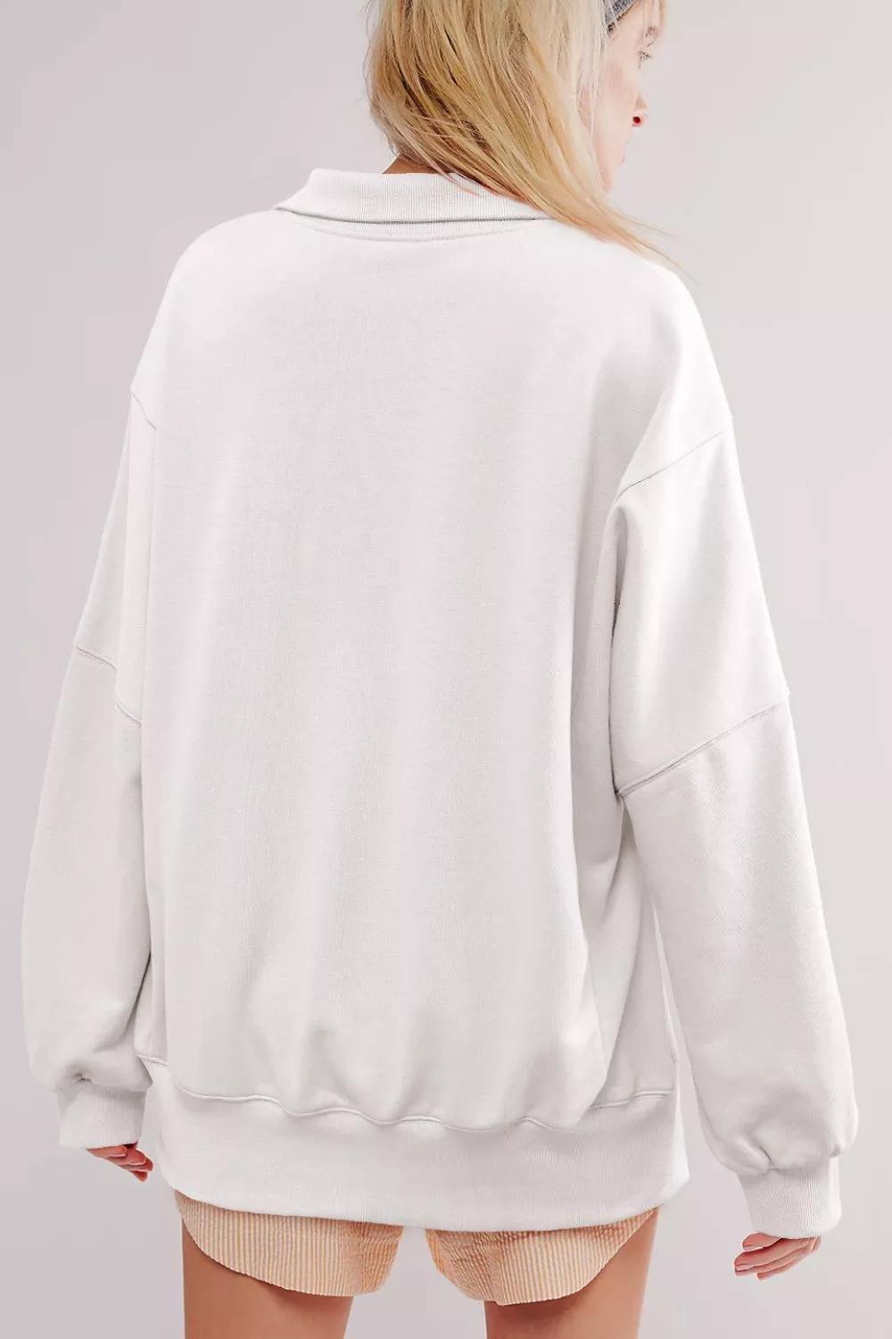 uttoned Collared Raw Detail High Low Baggy Sweatshirt with Slits, image 7