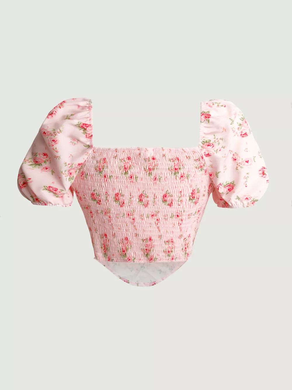 Floral Print Tie Front Puff Sleeve Blouse, image 7