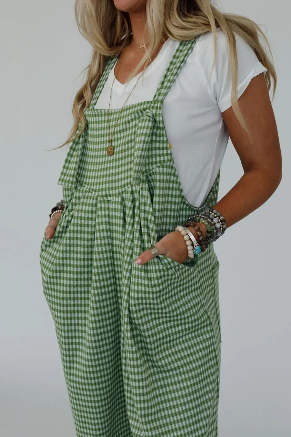Casual Gingham Wide Leg Overalls, image 5