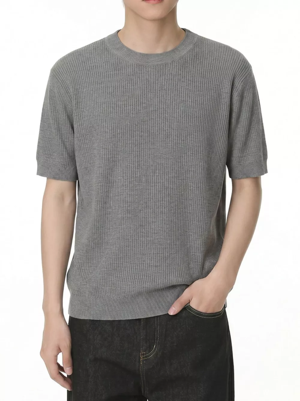 Men's Ribbed Knit Short Sleeve T-Shirt, image 13