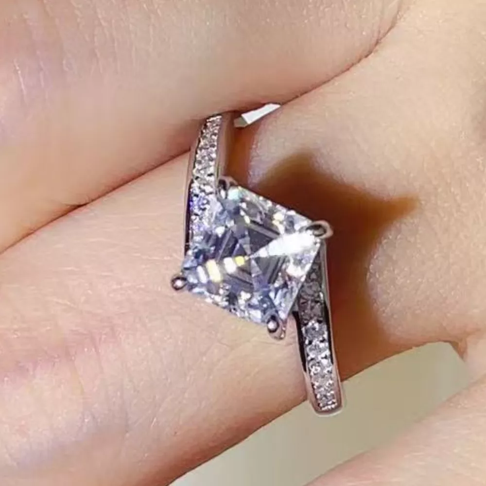 2 Carat Moissanite 925 Sterling Silver Ring, image 3