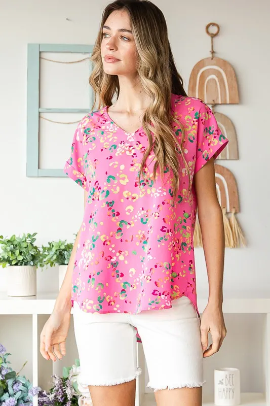 Full Size Animal print V-Neck Short Sleeve T-Shirt Plus Size, image 3
