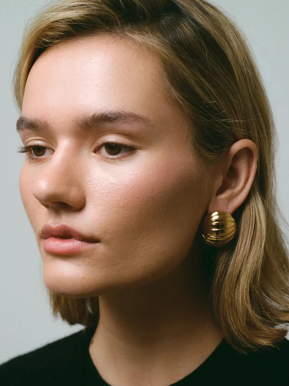 18K Gold-Plated Stainless Steel Ribbed Earrings, image 7
