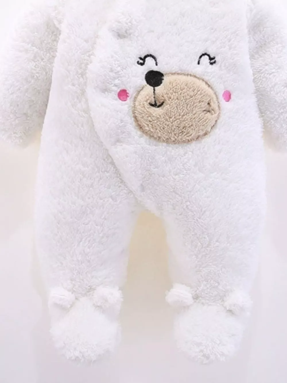 Children's Cute Bear Hooded Fleece One-Piece, image 6