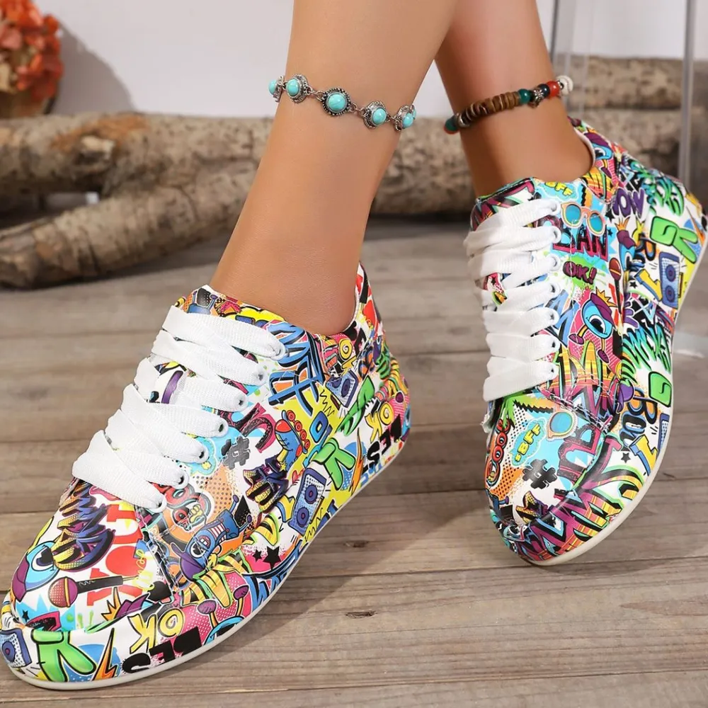 Abstract Print Lace Up Sneakers, image 5