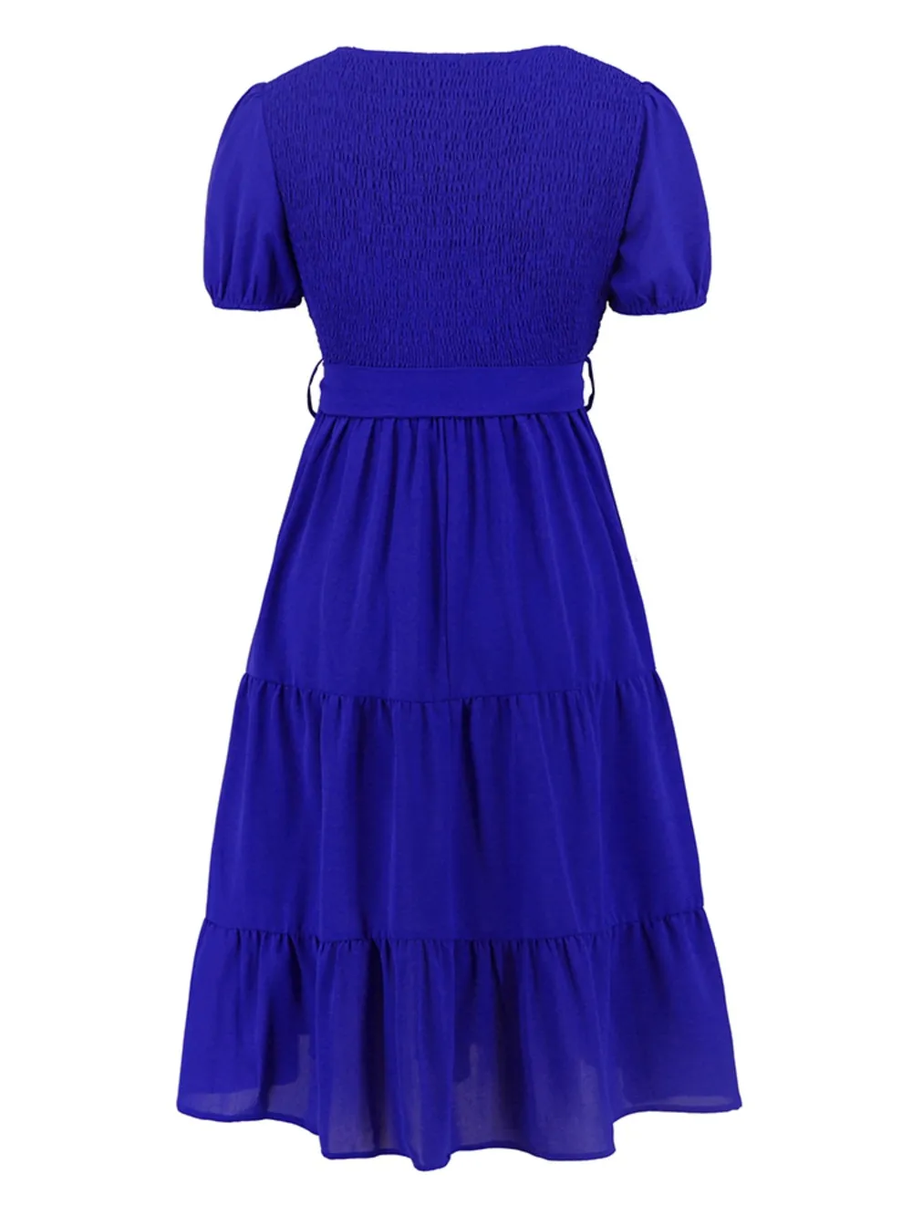 Smocked Tie Front Short Sleeve Tiered Dress, image 21