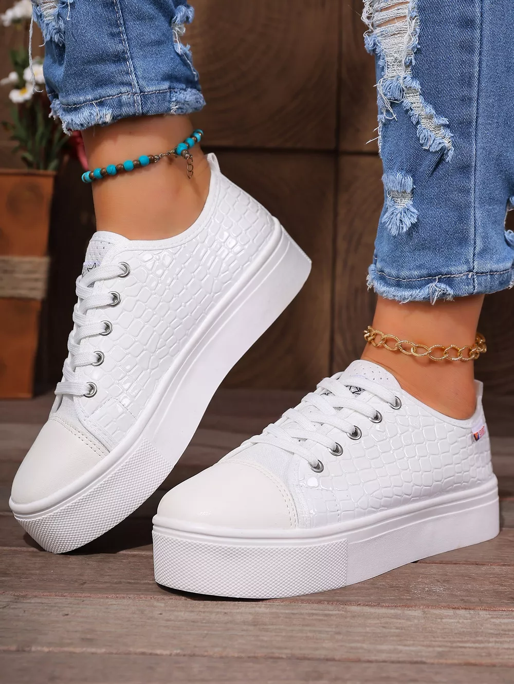 Round Toe Platform Sneakers, image 7