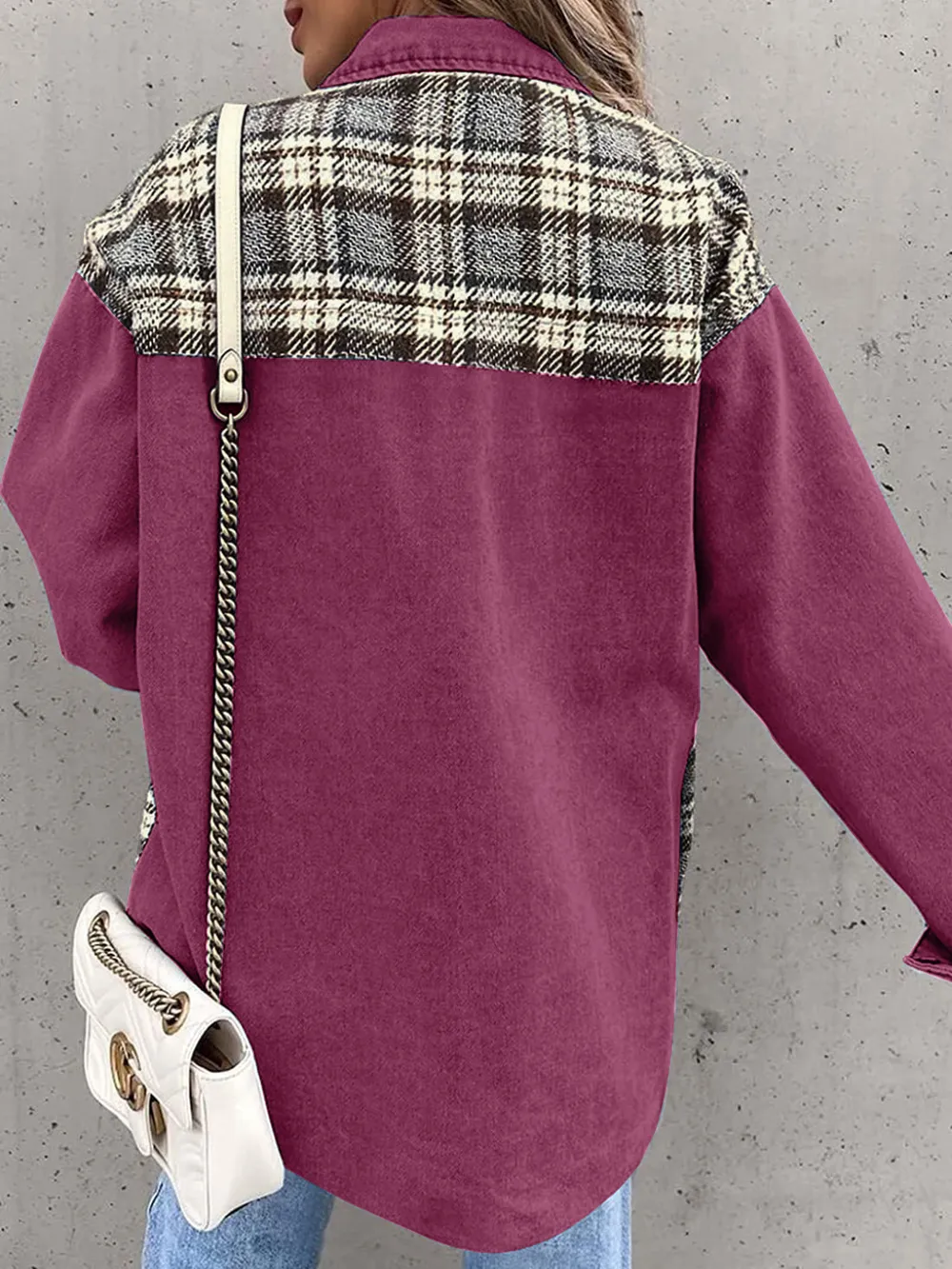 Plaid Button Up Dropped Shoulder Jacket, image 20