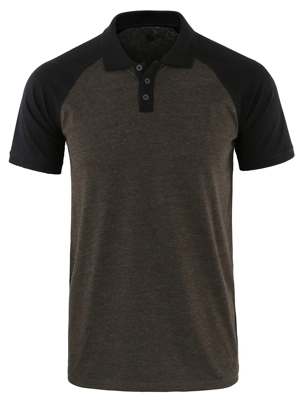 Men's Casual Raglan Sleeve Two-Tone Polo Shirt