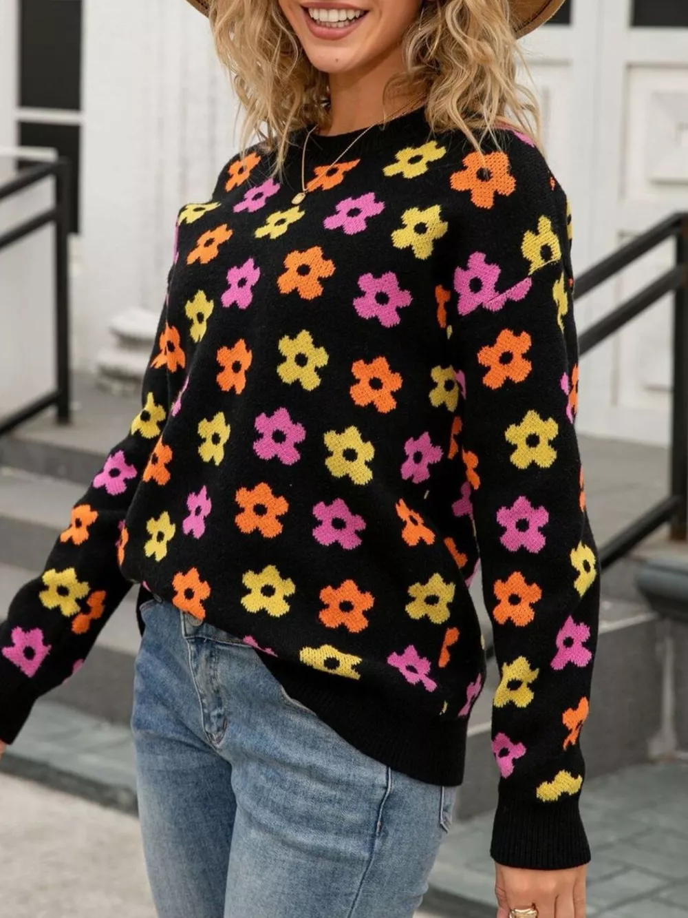 Floral Crew Neck Sweater, image 10
