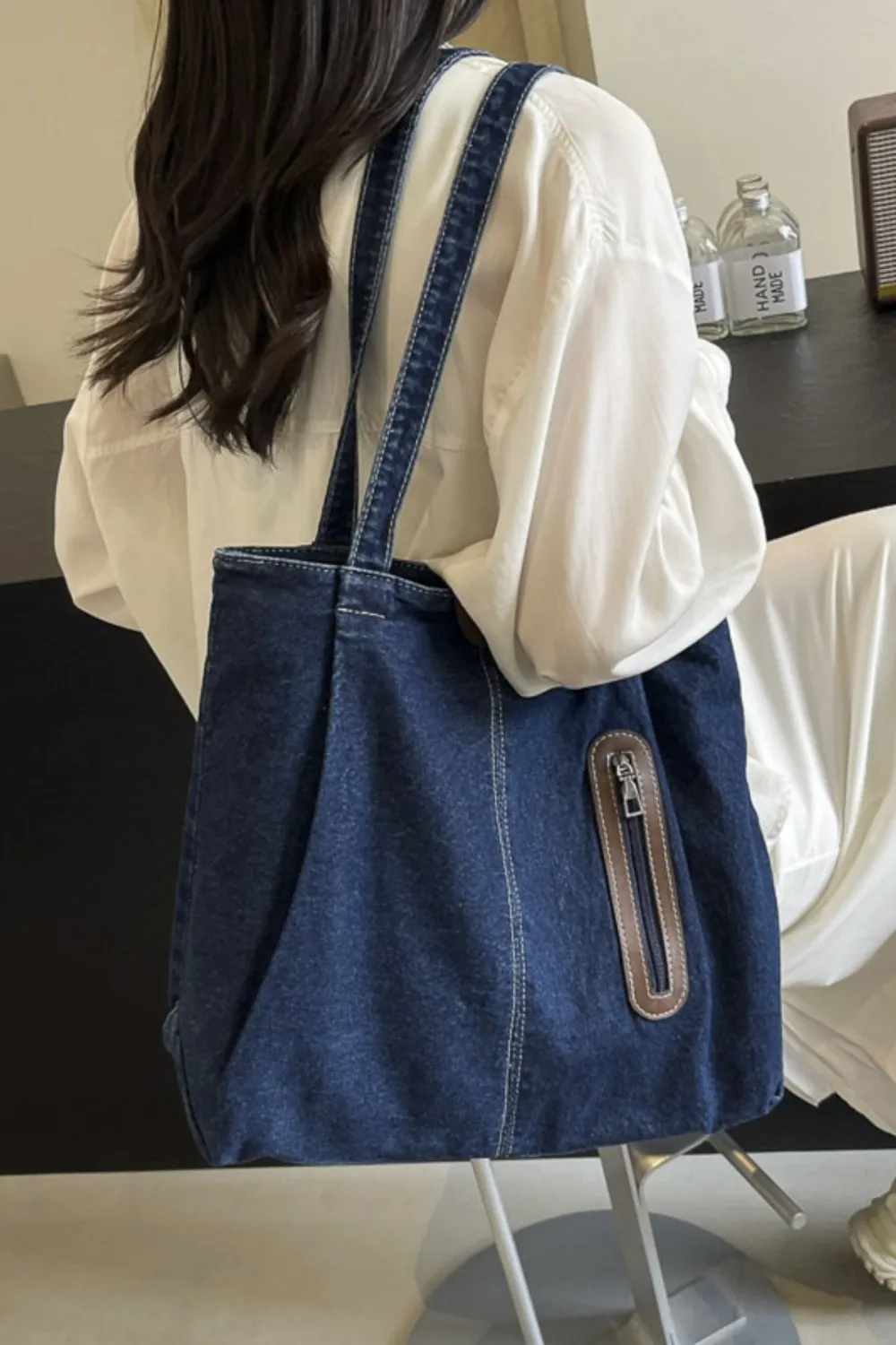 Medium Denim Tote Bag, image 19