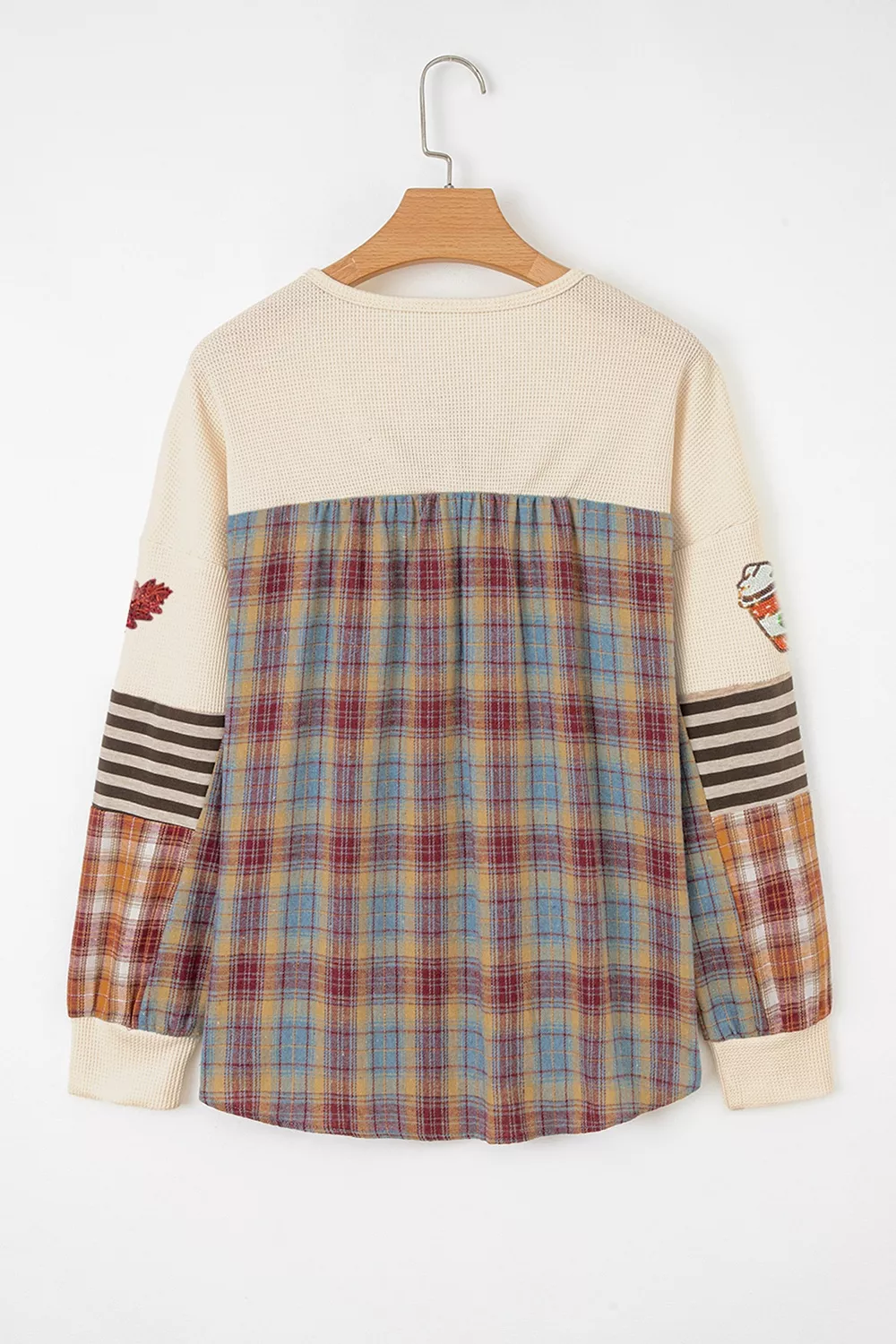 Sequin Autumn Leaf & Coffee Cup Waffle Knit Top, image 4