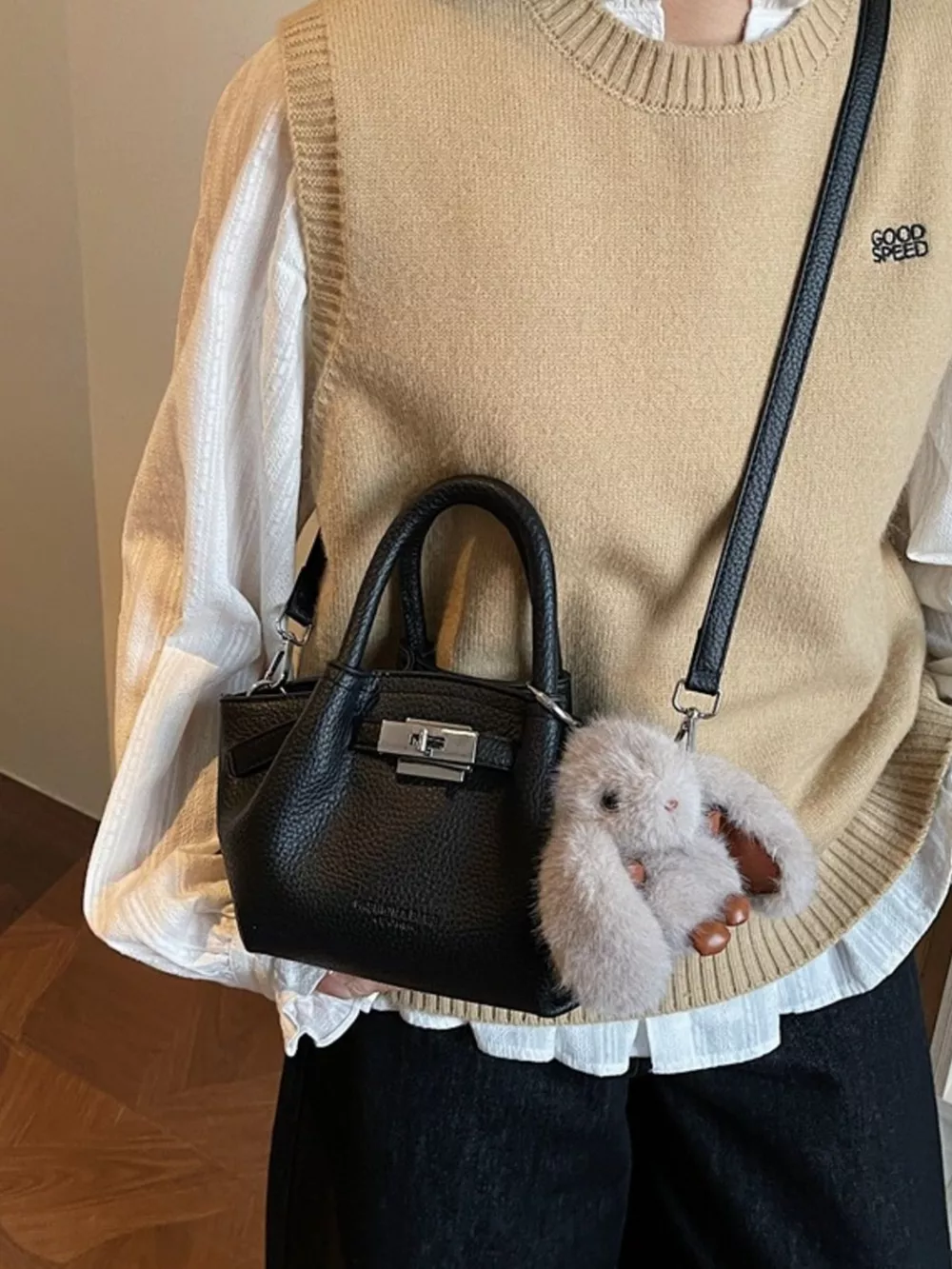 Top Handle Leather Crossbody Bag, image 2