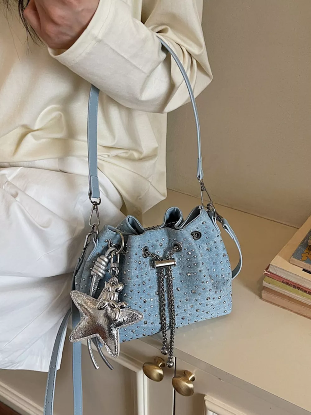 Drawstring Bucket Crossbody Bag, image 3