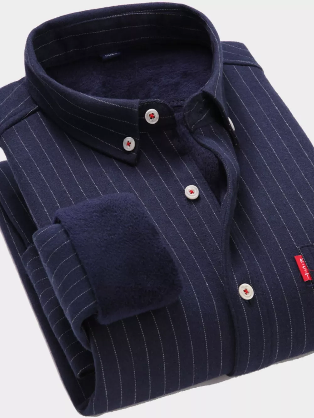 Men's Full Size Fleece Lined Striped Shirt Plus Size, image 2