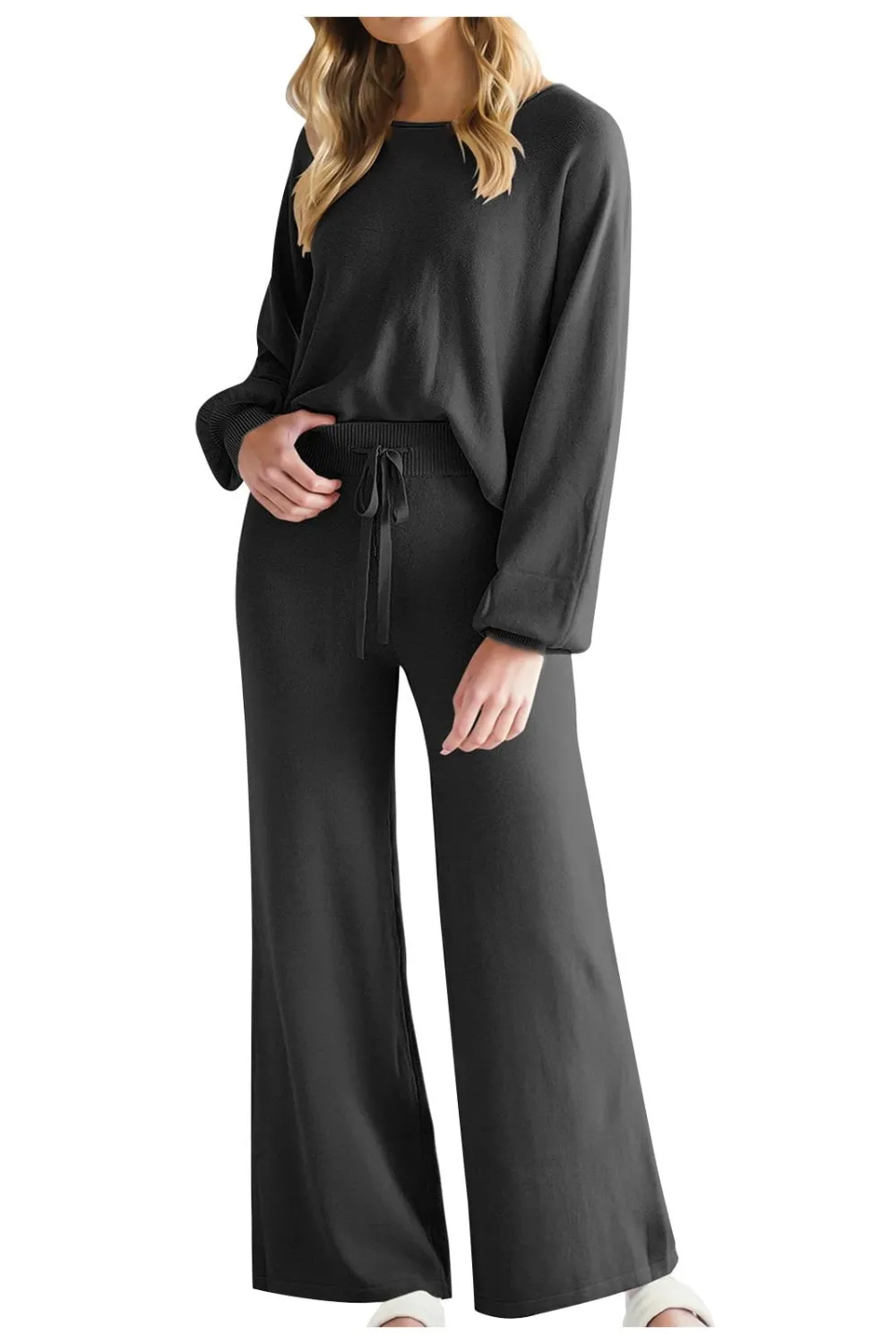 Round Neck Long Sleeve Top and Pants Set, image 18