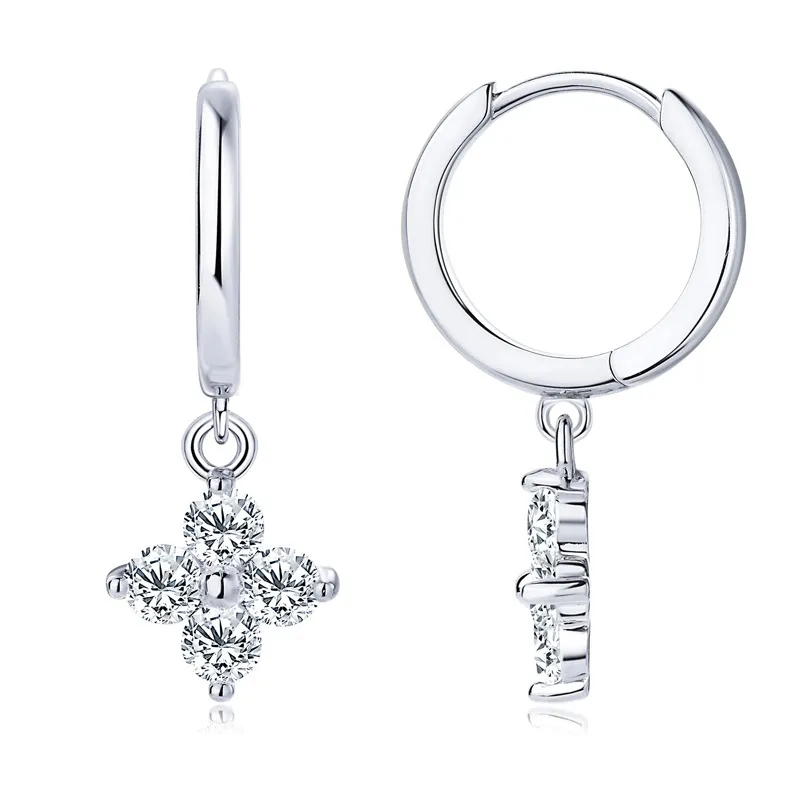 925 Sterling Silver Moissanite Hoop Drop Earrings, image 4