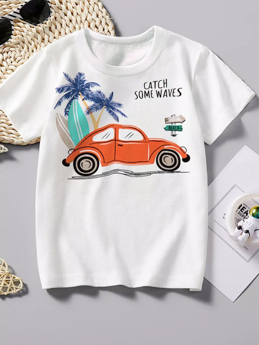 Children's Catch Some Waves Graphic Short Sleeve T-Shirt