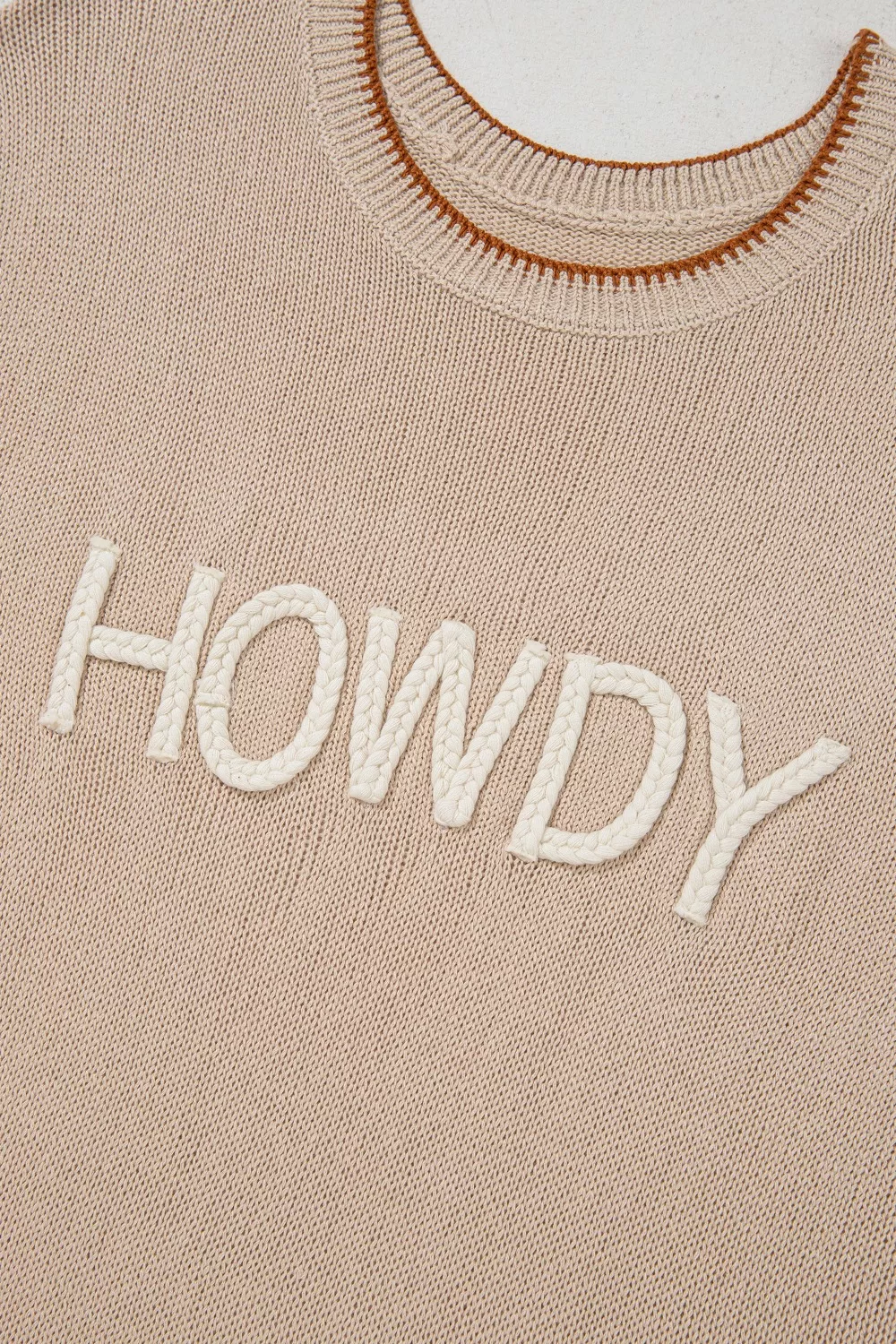 Contrast Trim Knit HOWDY Western Sweater Vest, image 5