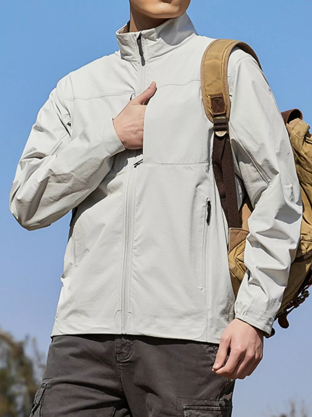 Men's Plus Size Zip Up Lightweight Windproof Outdoor Jacket, image 2