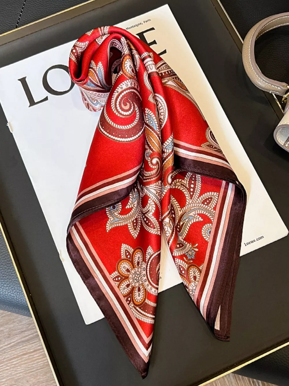 Vintage Paisley Silk Scarf, image 5