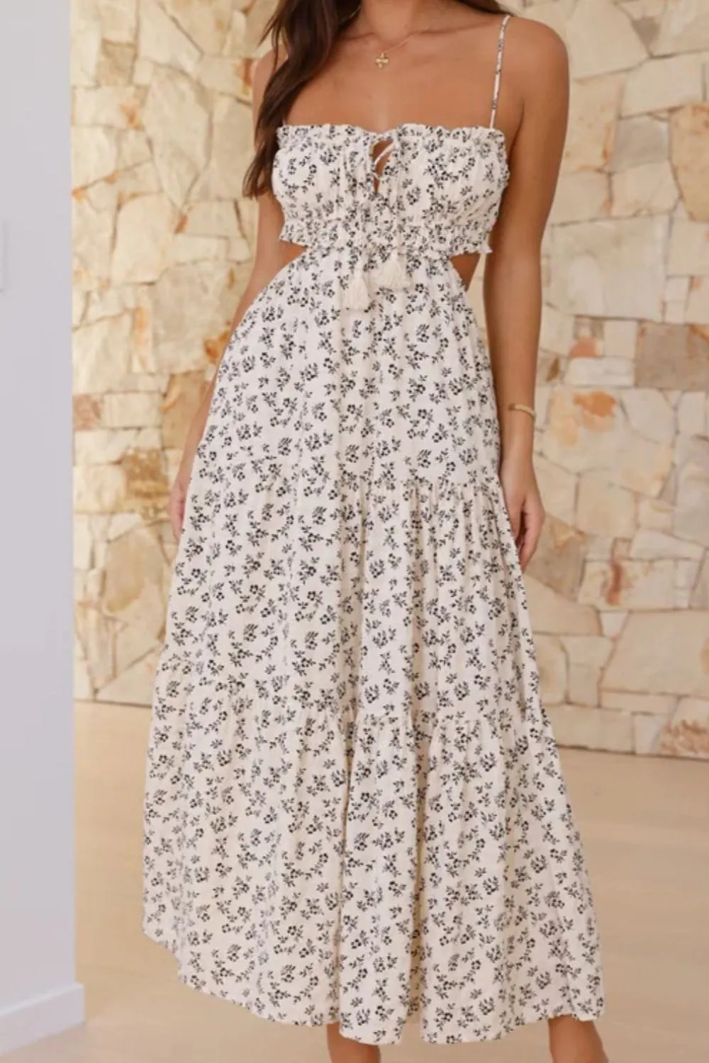 Cutout Printed Sleeveless Midi Cami Dress, image 22