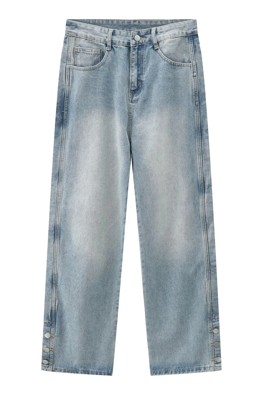 Side Slit Baggy Jeans with Pockets, image 5