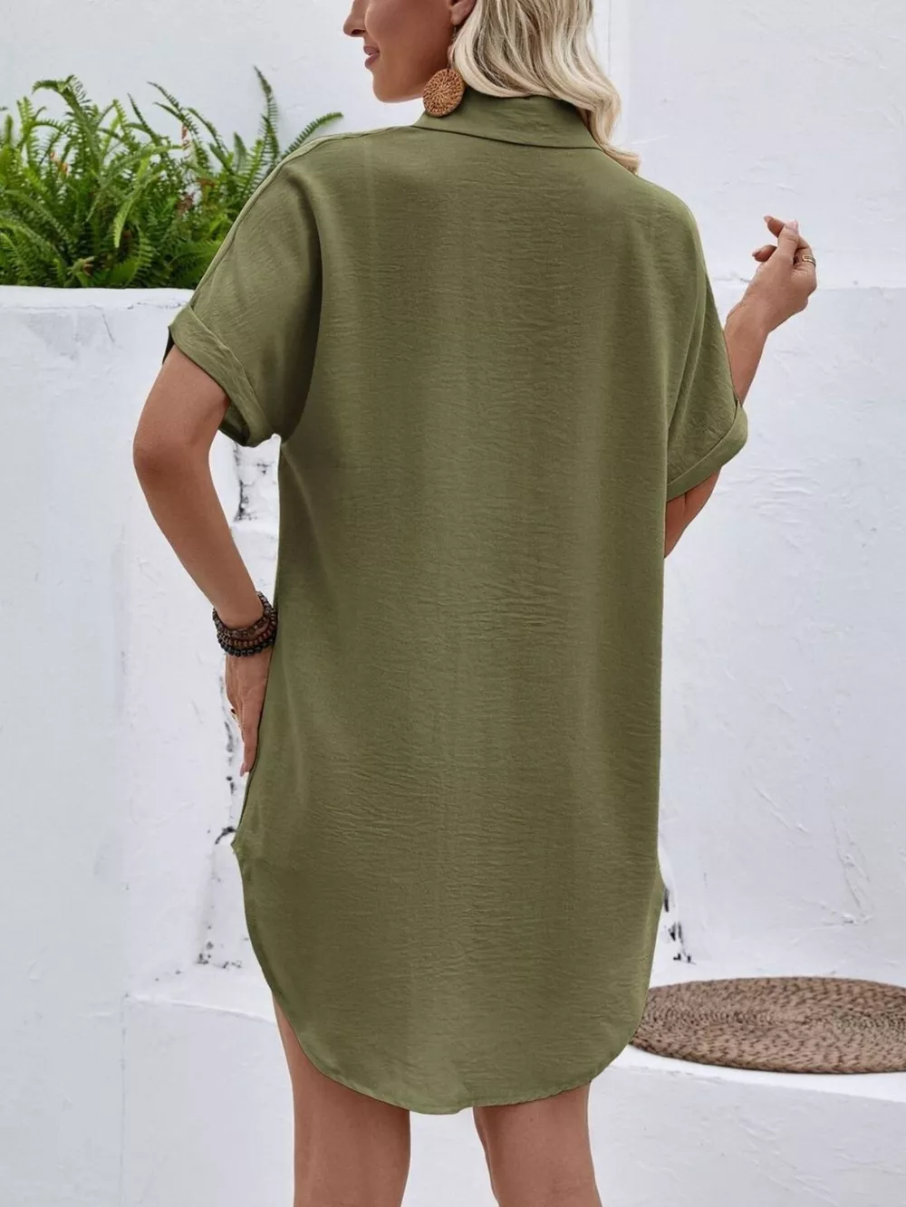 Relaxed Fit Button-Down Longline Shirt, image 26