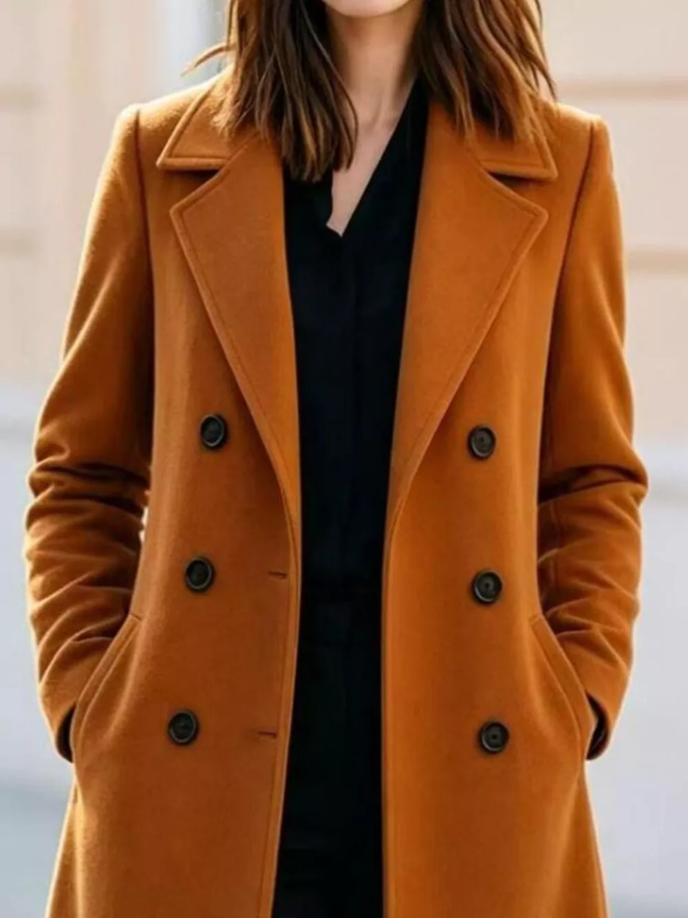 Double-Breasted Lapel Collar Coat, image 12