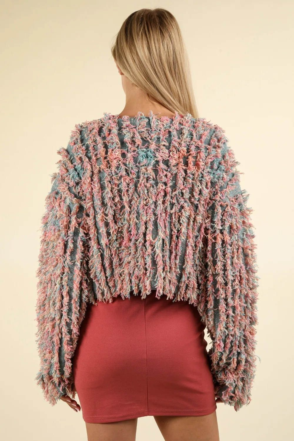 Shaggy Yarn Knit Zip Up Jacket, image 2