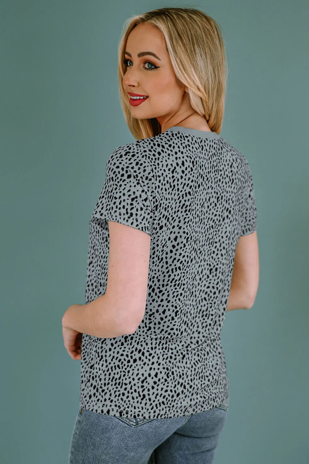 Animal Print Round Neck Short Sleeve T-Shirt, image 22