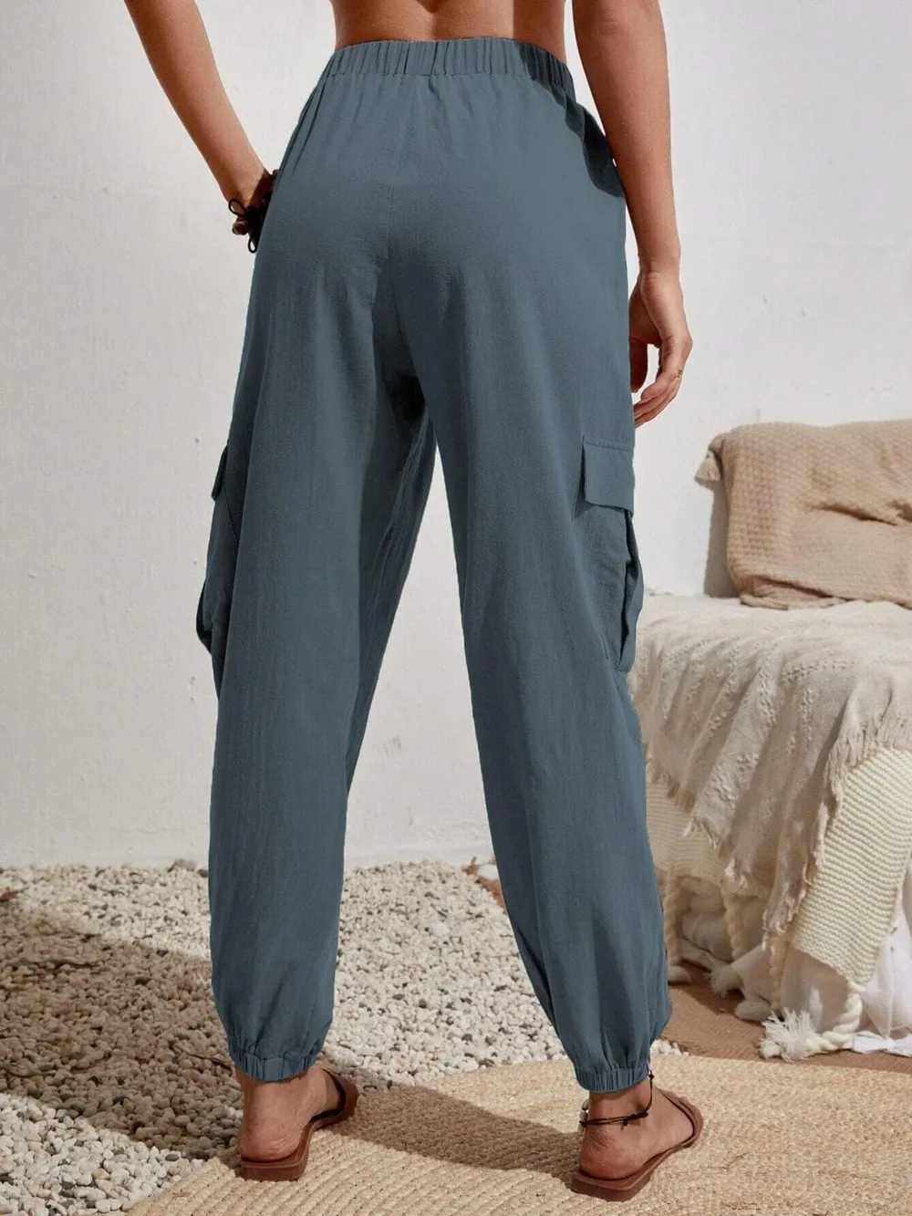 Drawstring Joggers with Cargo Pockets, image 27