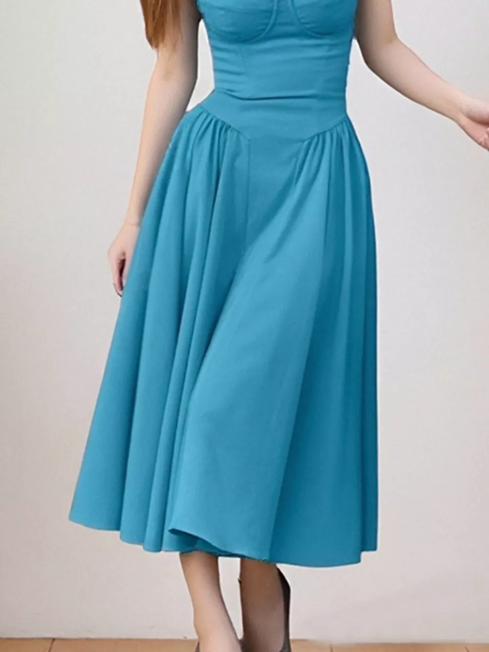 Sweetheart Neck Spaghetti Strap Midi Dress, image 32
