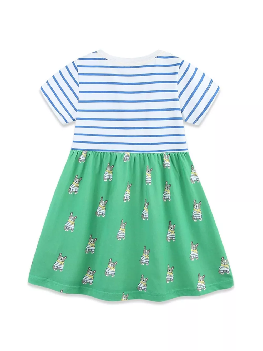 Children's Striped Dog Print Short Sleeve Dress, image 5