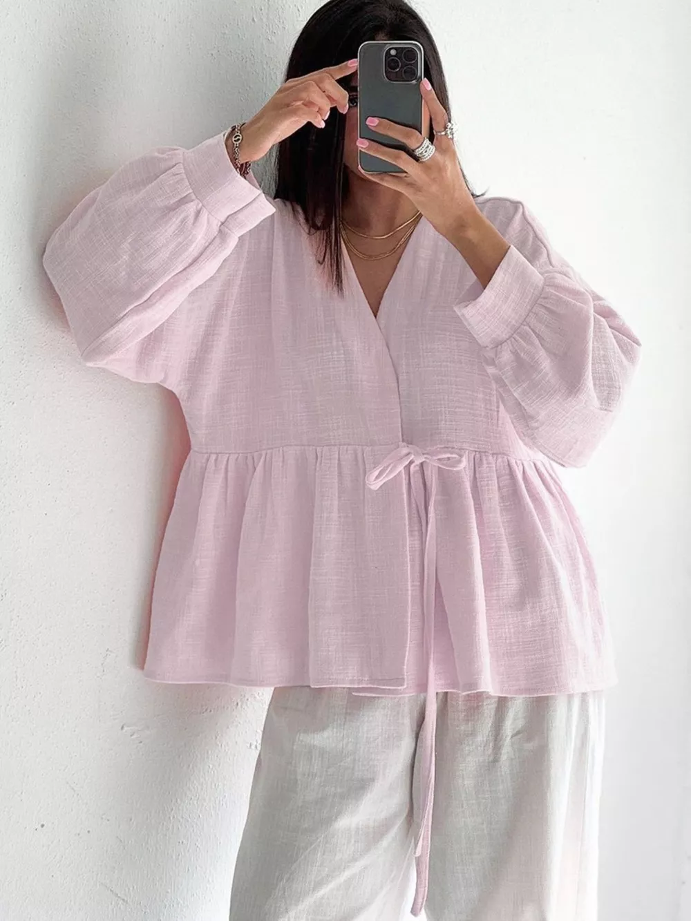 Tie Front Long Sleeve Shirt, image 7