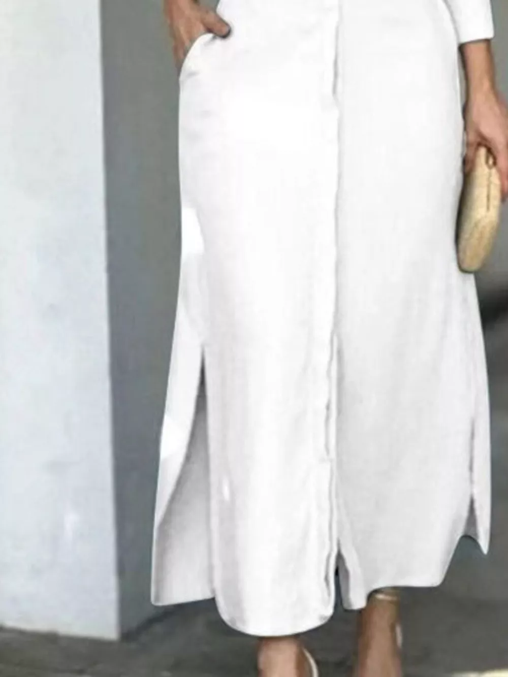 Side Slit Long Sleeve Shirt Dress, image 10