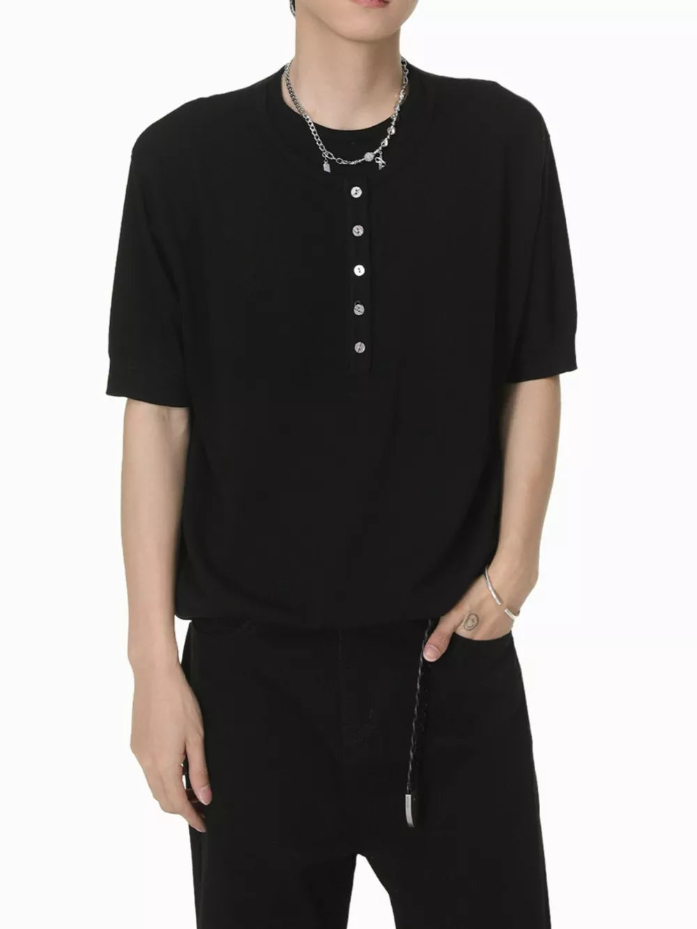 Men's Henley T-Shirt with Button Detail, image 8