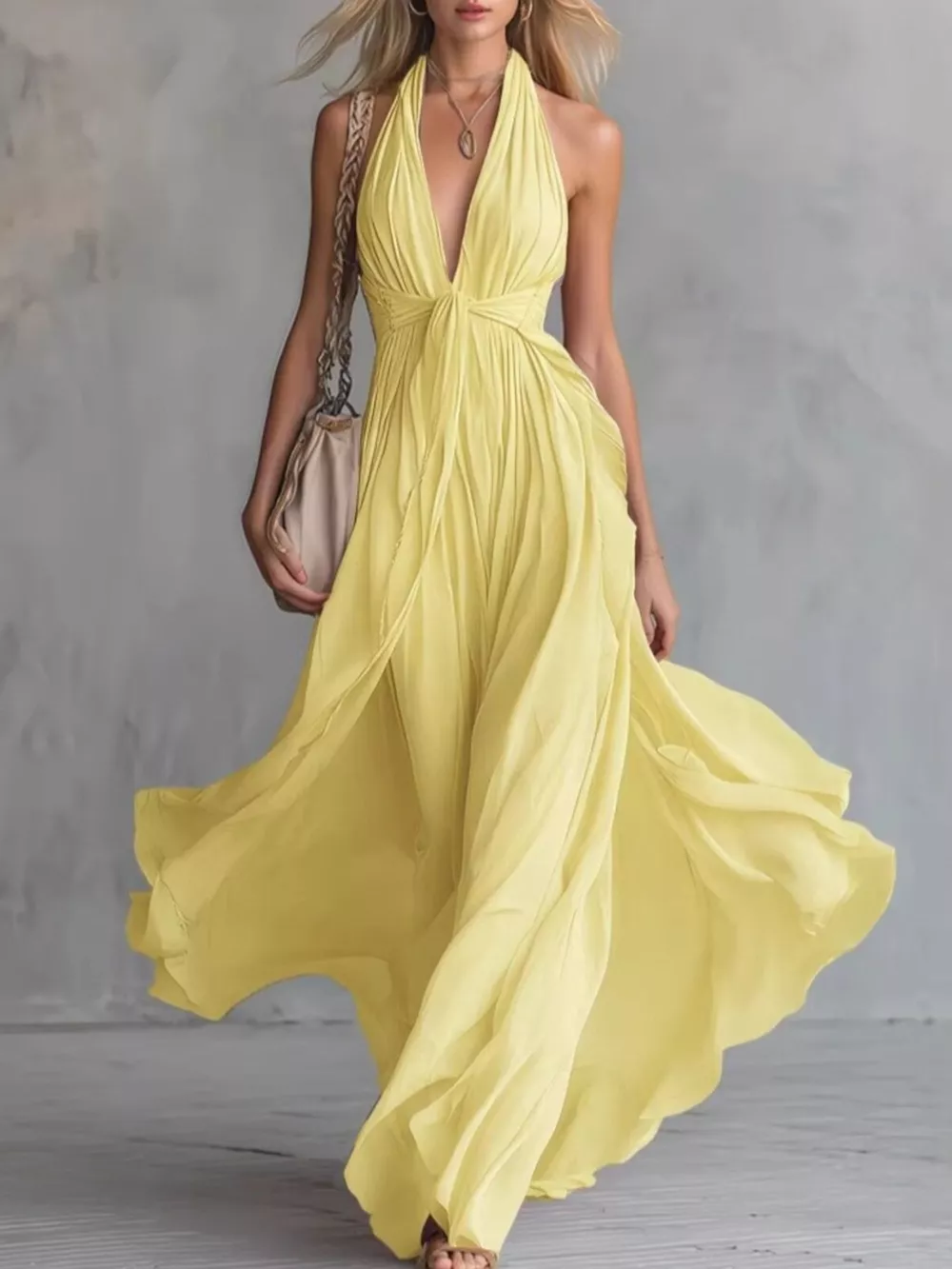 Crisscross Back Ruched Maxi Dress, image 9