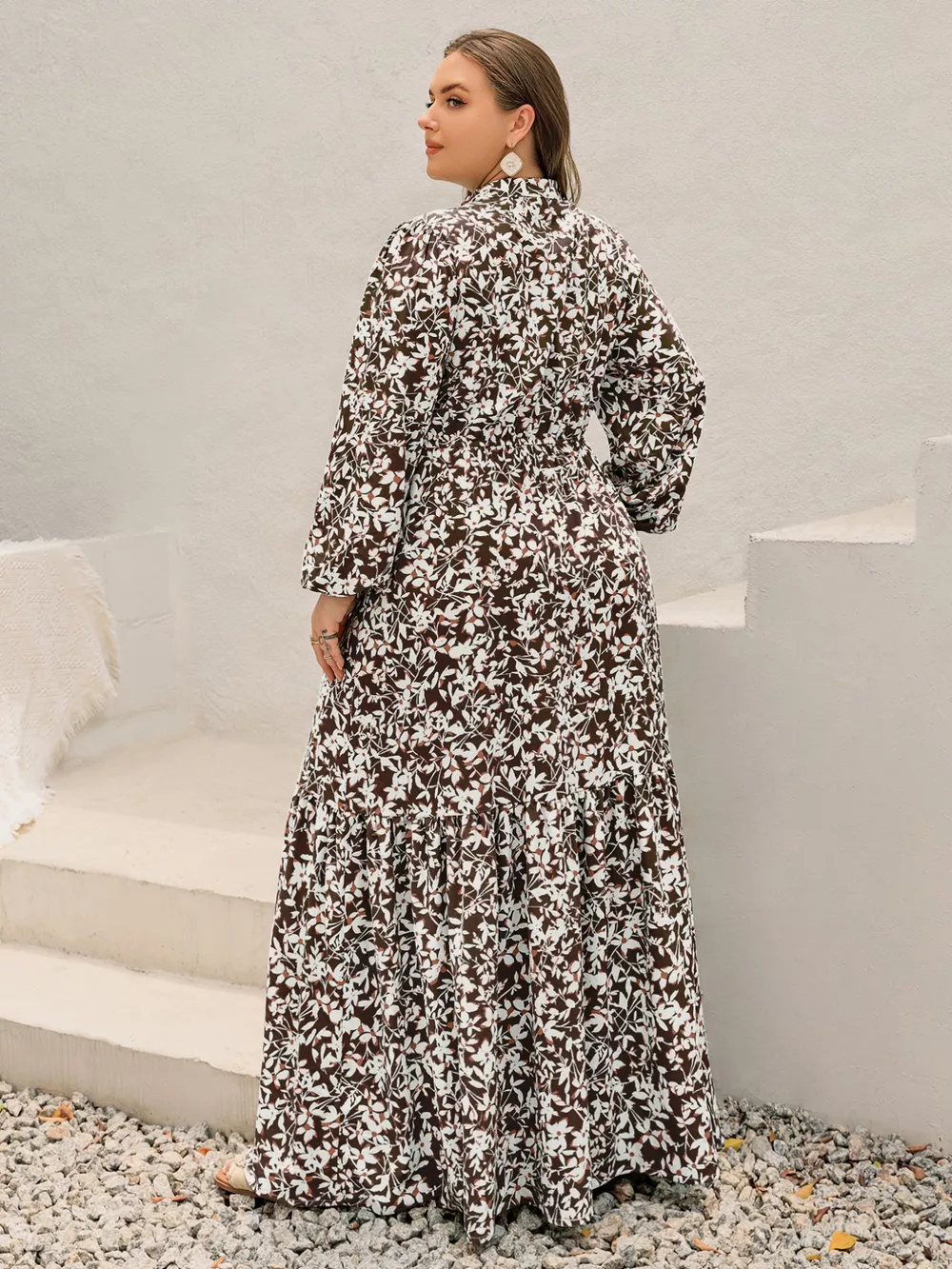Plus Size Floral Print Long Sleeve Maxi Dress, image 8