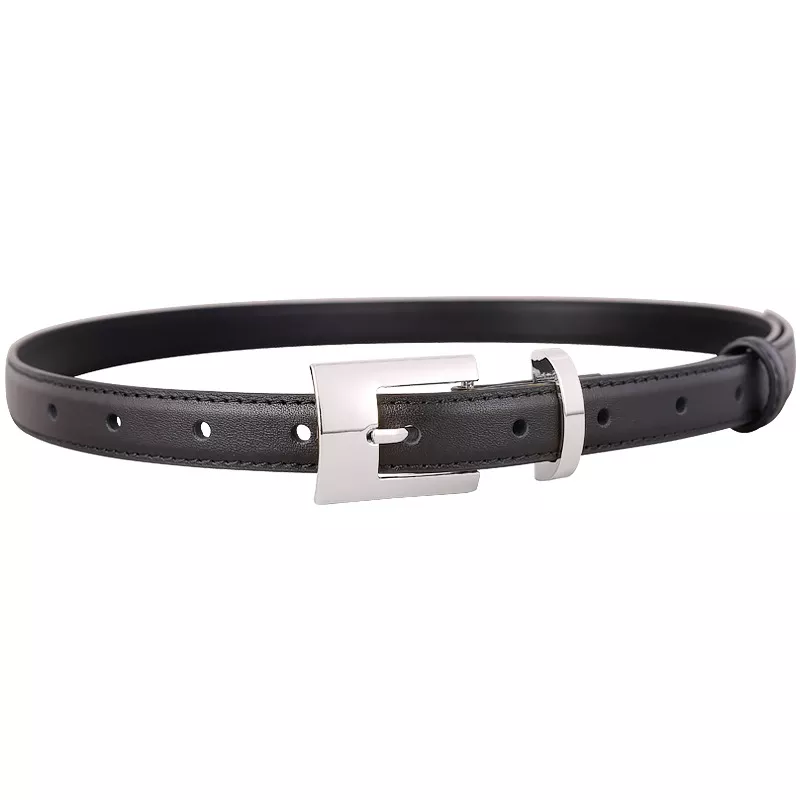 Leather Belt with Silver Buckle, image 4
